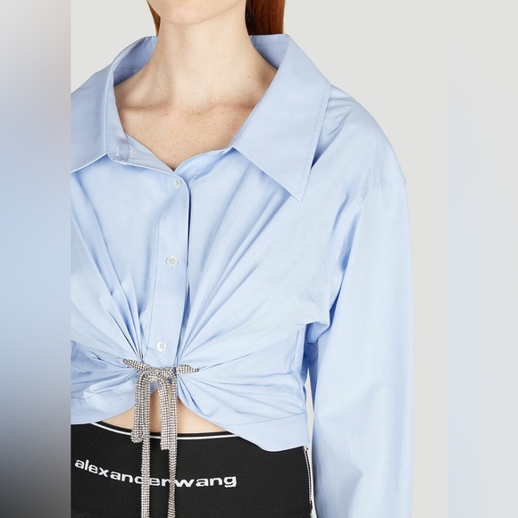 Alexander Wang - Crystal Tie Shirt in Blue - Picture 2 of 6
